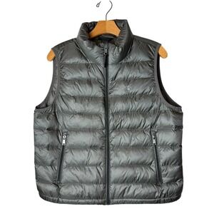 Polo Ralph Lauren‎ Vest Women Large Gray Insulated Puffer Full Zip Lightweight